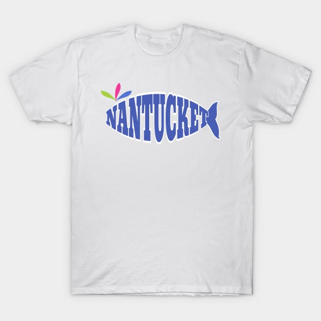 Cute Blue Nantucket Whale - Word Art T-Shirt by emrdesigns